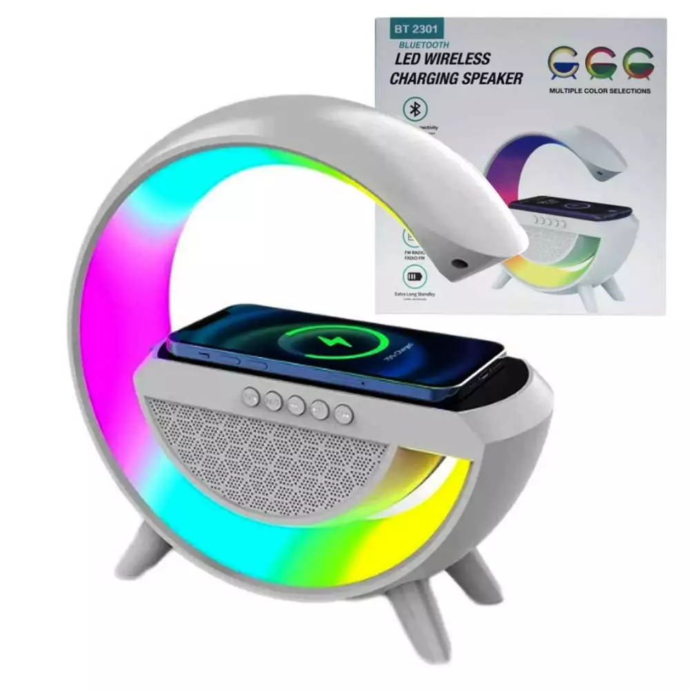 Wireless Charging Table Lamp Bluetooth Speaker Intelligent Atmosphere RGB Light Bluetooth Speaker With Wireless Charging BT2301 Wireless Charger Speaker